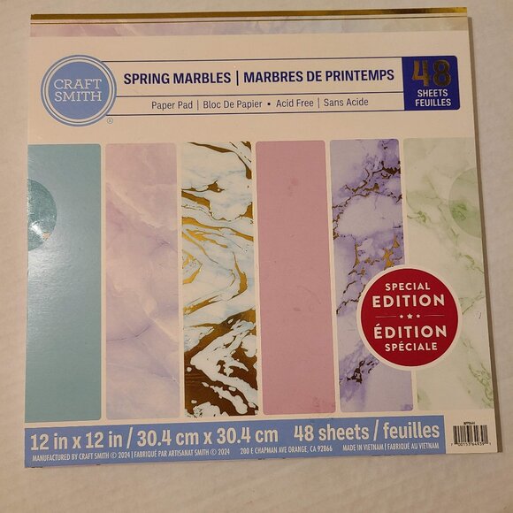 12X 12 CRAFT SMITH SPRING MARBLES  - SCRAPBOOKING PAPER CARD STOCK PAD - Picture 1 of 8